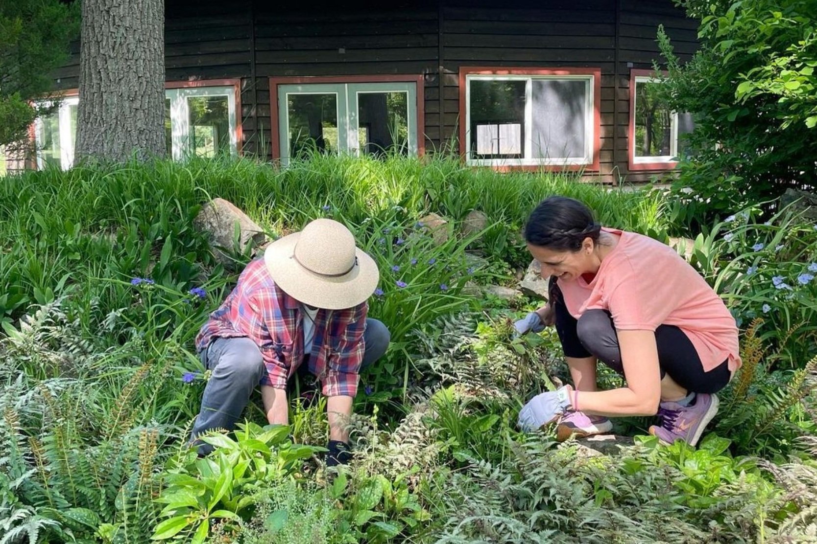Two members gardening